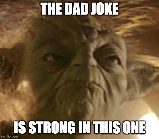 Angry Yoda | THE DAD JOKE; IS STRONG IN THIS ONE | image tagged in angry yoda | made w/ Imgflip meme maker