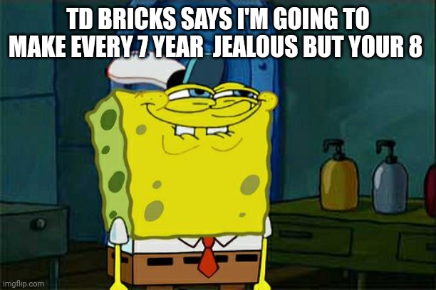 Okk | TD BRICKS SAYS I'M GOING TO MAKE EVERY 7 YEAR  JEALOUS BUT YOUR 8 | image tagged in memes,don't you squidward | made w/ Imgflip meme maker