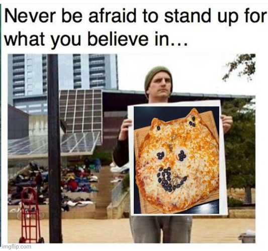 Dogs pizza | image tagged in never be afraid to stand up for what you believe in man with,cheems,doge,pizza,memes,pizzas | made w/ Imgflip meme maker