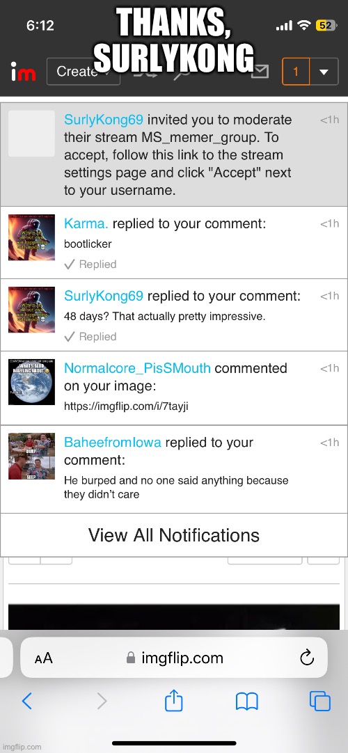 THANKS, SURLYKONG | made w/ Imgflip meme maker