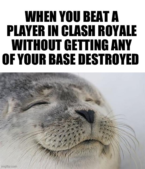 That one feeling | WHEN YOU BEAT A PLAYER IN CLASH ROYALE WITHOUT GETTING ANY OF YOUR BASE DESTROYED | image tagged in memes,satisfied seal,clash royale | made w/ Imgflip meme maker