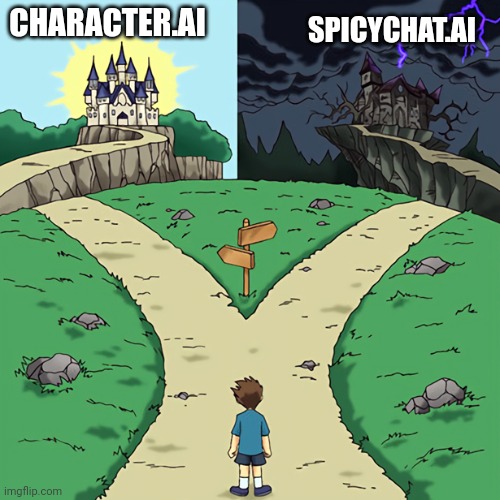 two castles | CHARACTER.AI; SPICYCHAT.AI | image tagged in two castles | made w/ Imgflip meme maker