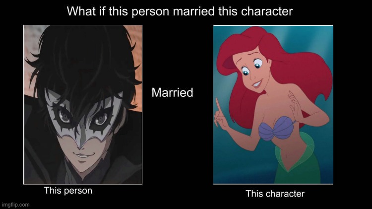 what if joker married ariel | image tagged in what if character married this character,dc comics,persona 5,the little mermaid,ariel,the joker | made w/ Imgflip meme maker