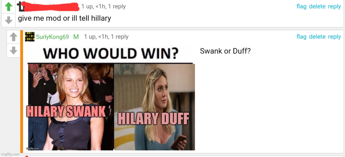 But why? Why would you do that? | image tagged in stop it get some help,hilary swank,hilary duff | made w/ Imgflip meme maker