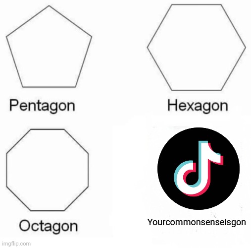 Pentagon Hexagon Octagon Meme | Yourcommonsenseisgon | image tagged in memes,pentagon hexagon octagon | made w/ Imgflip meme maker