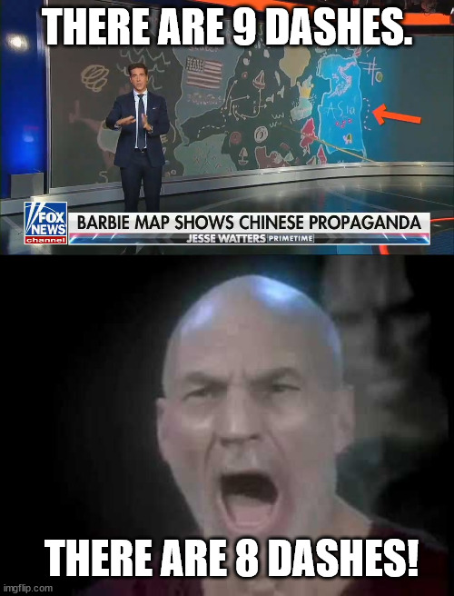 What the LIBS don't want you TO KNOW about the BARBIE MOVIE | THERE ARE 9 DASHES. THERE ARE 8 DASHES! | image tagged in picard four lights,fox news,jesse watters,barbie | made w/ Imgflip meme maker
