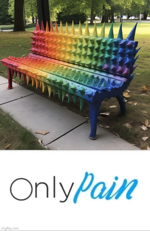 Cursed bench | image tagged in onlypain,cursed image,cursed,spiked,bench,memes | made w/ Imgflip meme maker