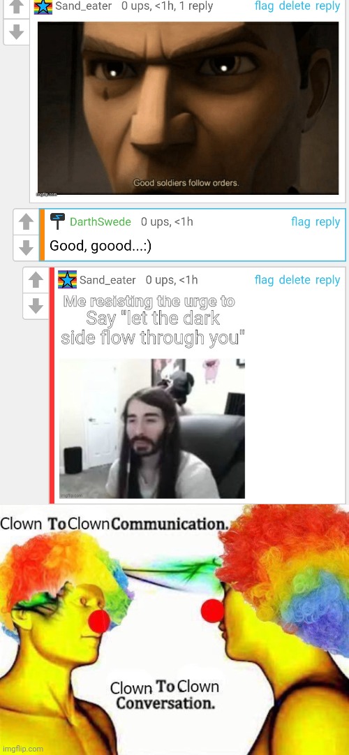 image tagged in clown to clown communication | made w/ Imgflip meme maker