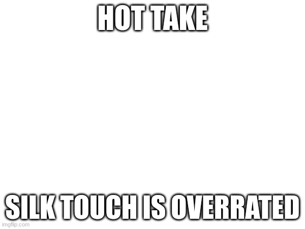 :/ | HOT TAKE; SILK TOUCH IS OVERRATED | image tagged in fight me | made w/ Imgflip meme maker