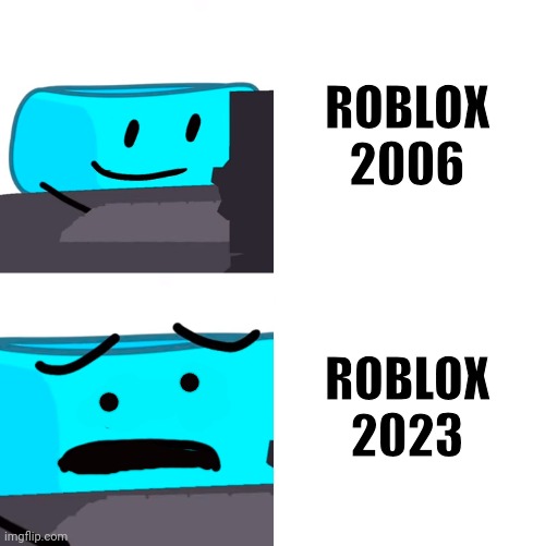 AWW MAN | ROBLOX 2006; ROBLOX 2023 | image tagged in bracelity reaction,roblox | made w/ Imgflip meme maker