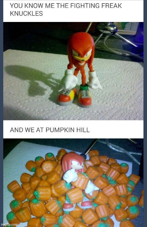 image tagged in pumpkin hill,knuckles | made w/ Imgflip meme maker