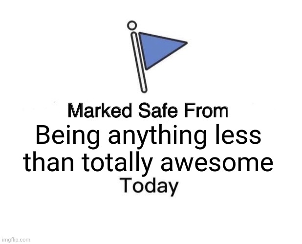 Totally awesome | Being anything less than totally awesome | image tagged in memes,marked safe from | made w/ Imgflip meme maker