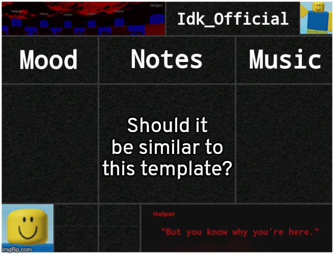 Idk's Helper Template | Should it be similar to this template? | image tagged in idk's helper template | made w/ Imgflip meme maker