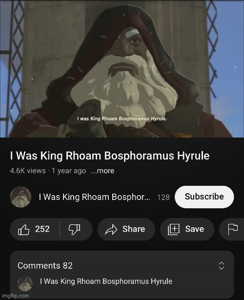 I was King Rhoam Bosphoramus Hyrule | made w/ Imgflip meme maker