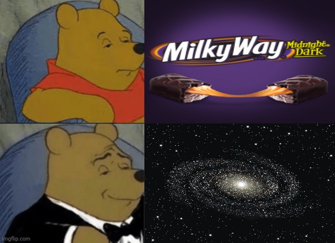 Milky Way Midnight Dark Science | image tagged in memes,tuxedo winnie the pooh,milky way,science,midnight,bar | made w/ Imgflip meme maker