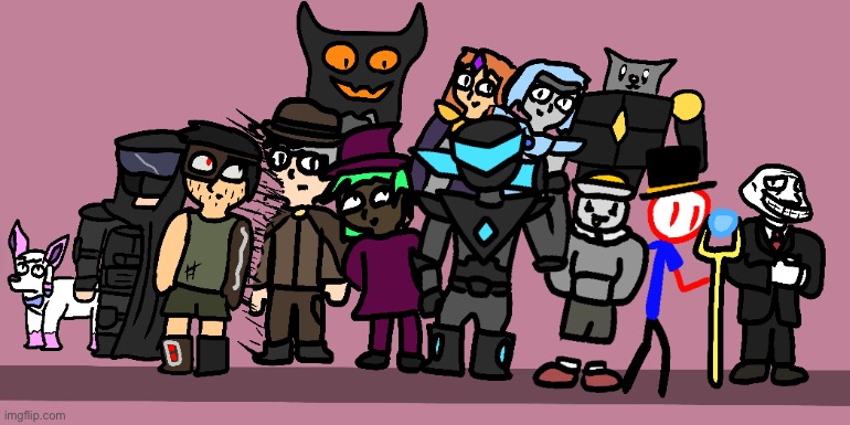 progress: I added Robot Cat from Battle Cats, funny internet troll man; Ghost from COD, and Unikitty /j | made w/ Imgflip meme maker