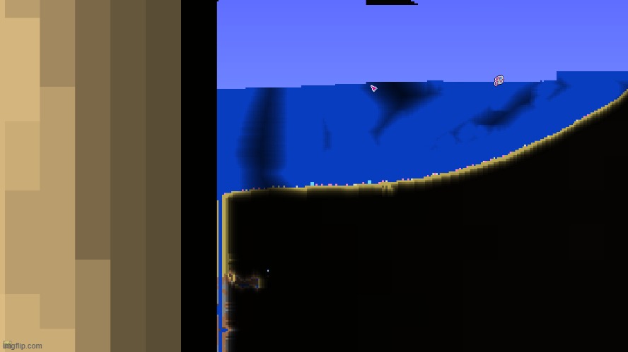 Currently draining the left Ocean, because why not? | image tagged in terraria,server | made w/ Imgflip meme maker