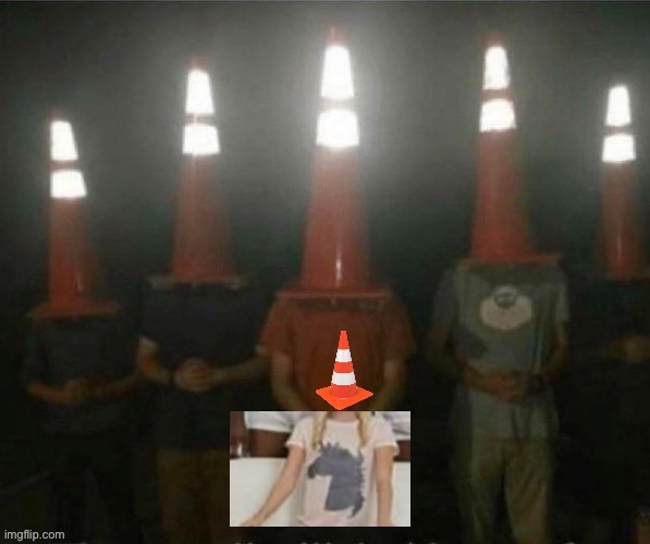 5 conehead guys and blonde conehead girl | image tagged in conehead,piper perri black orgy,piper perri,surrounded | made w/ Imgflip meme maker