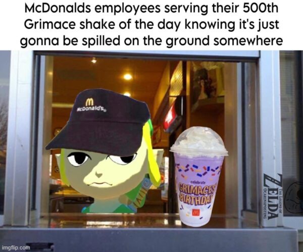 image tagged in mcdonald's,grimace,shake,spilled | made w/ Imgflip meme maker