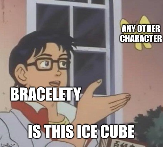 A BFDI meme | ANY OTHER CHARACTER; BRACELETY; IS THIS ICE CUBE | image tagged in memes,is this a pigeon | made w/ Imgflip meme maker