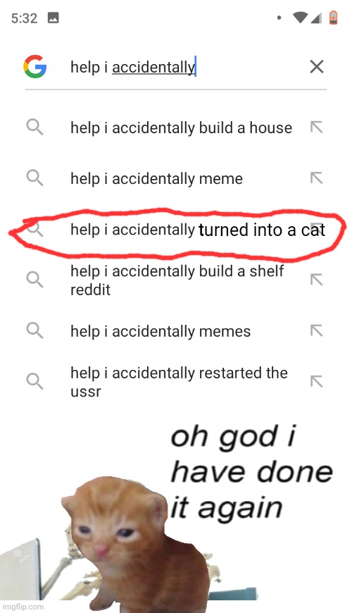Help I accidentally | turned into a cat | image tagged in help i accidentally | made w/ Imgflip meme maker