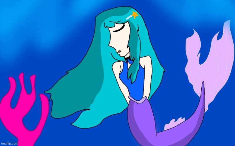 A lonely mermaid | image tagged in drawing,flipaclip,anime,mermaid | made w/ Imgflip meme maker