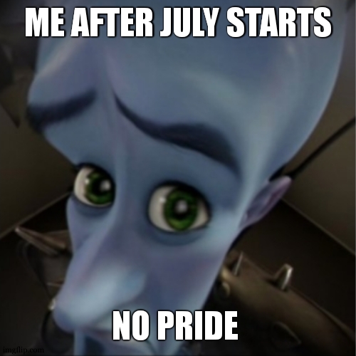 no pride? | ME AFTER JULY STARTS; NO PRIDE | image tagged in megamind peeking,gays after july starts | made w/ Imgflip meme maker