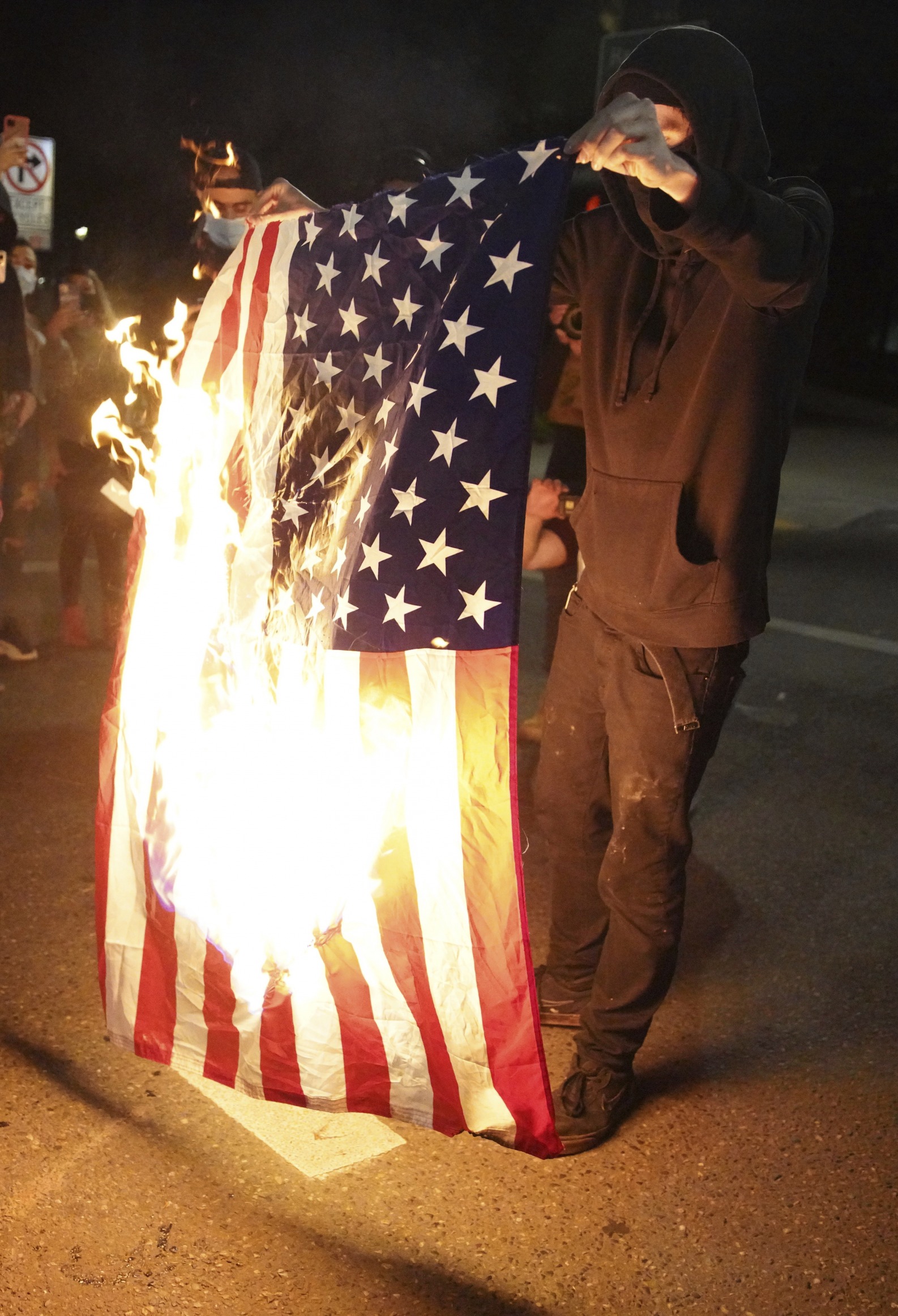 High Quality Burning The American Flag Blank Meme Template