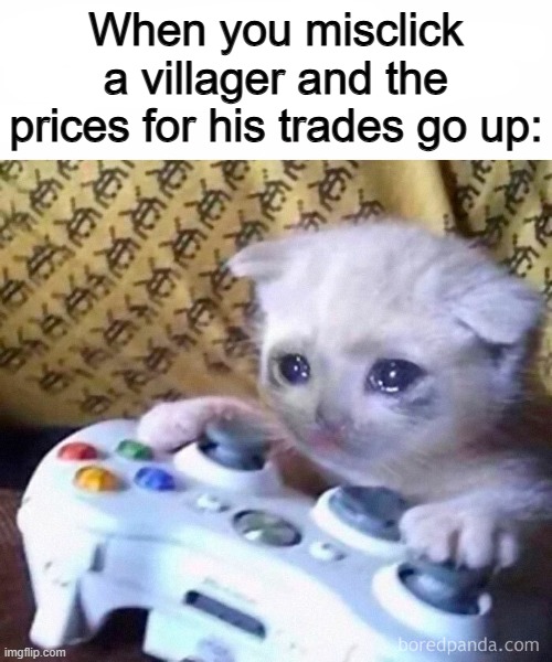 Oh dang it :/ | When you misclick a villager and the prices for his trades go up: | made w/ Imgflip meme maker