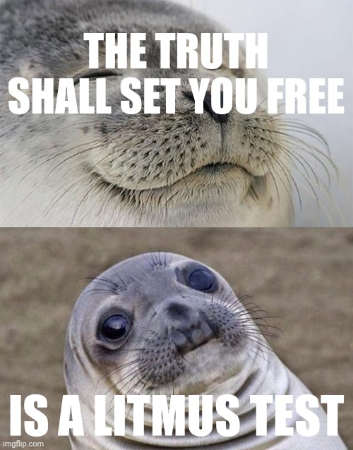 Short Satisfaction VS Truth Meme | THE TRUTH SHALL SET YOU FREE; IS A LITMUS TEST | image tagged in memes,short satisfaction vs truth | made w/ Imgflip meme maker