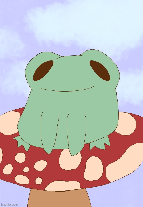 a frog on a mushroom! | made w/ Imgflip meme maker