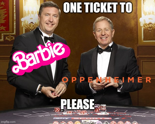 David Croft and Martin Brundle tuxedos | ONE TICKET TO; PLEASE | image tagged in david croft and martin brundle tuxedos | made w/ Imgflip meme maker