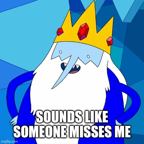 Ice King | SOUNDS LIKE SOMEONE MISSES ME | image tagged in ice king | made w/ Imgflip meme maker