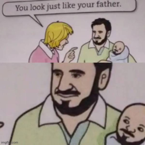 #2,712 | image tagged in comics,cursed image,cursed,babies,dads,beard | made w/ Imgflip meme maker