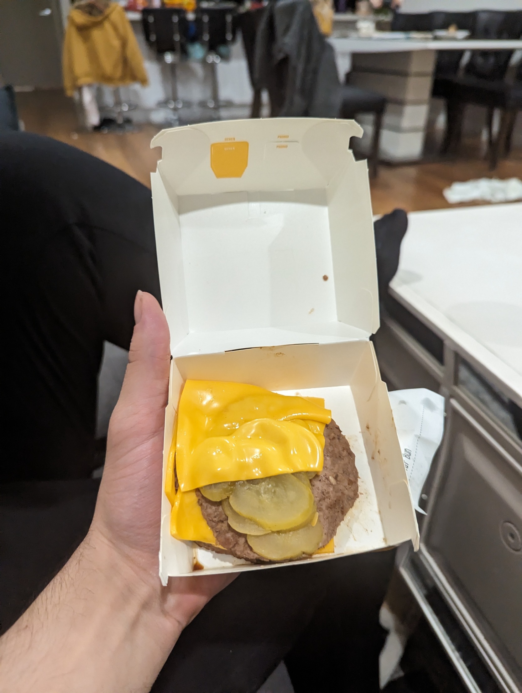 just cheese and meat and pickles burger Blank Meme Template