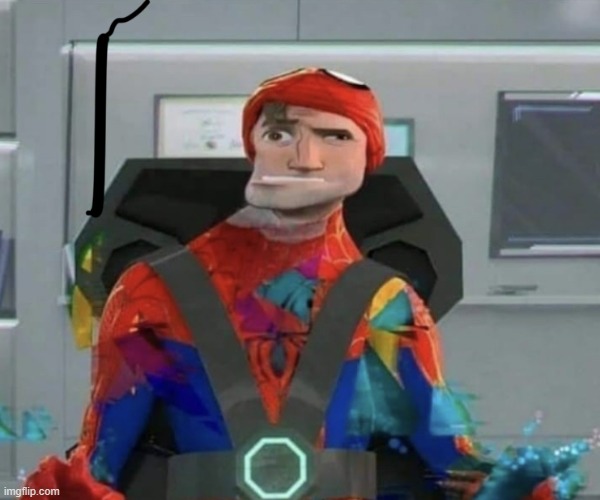 image tagged in spiderman spider verse glitchy peter | made w/ Imgflip meme maker