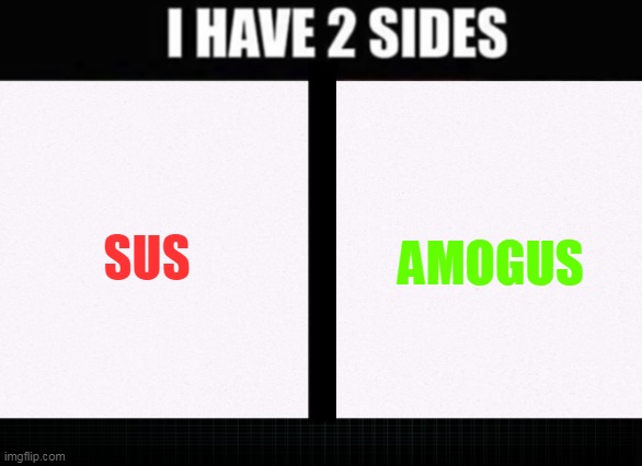 I have two sides | AMOGUS; SUS | image tagged in i have two sides | made w/ Imgflip meme maker
