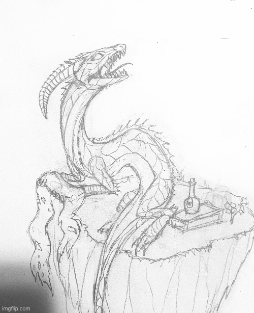 Unfinished thing I did that looks like garbage and makes no sense | image tagged in dragon,sketch | made w/ Imgflip meme maker