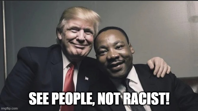 Think That Might Be a Deep Fake | SEE PEOPLE, NOT RACIST! | image tagged in trump,politics,racism | made w/ Imgflip meme maker