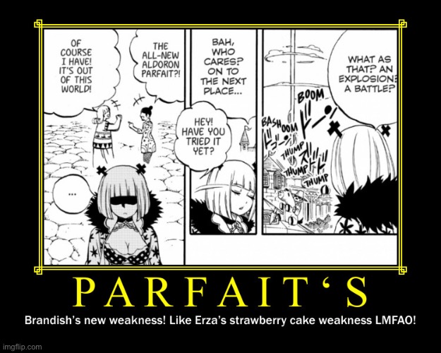 Brandish x Parfait (Unofficial Ship) | image tagged in brandish myu,parfait,memes,fairy tail,fairy tail 100 years quest,demotivationals | made w/ Imgflip meme maker