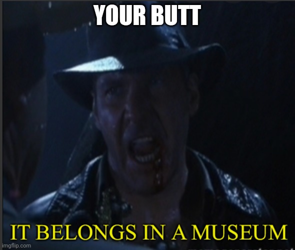 It belongs in a museum | YOUR BUTT | image tagged in it belongs in a museum | made w/ Imgflip meme maker