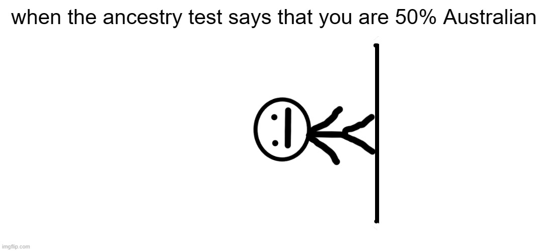 There were no templates that fitted so I made my own in paint 3D. | when the ancestry test says that you are 50% Australian | image tagged in improvise adapt overcome,memes,funny,fun,why are you reading the tags,dna | made w/ Imgflip meme maker
