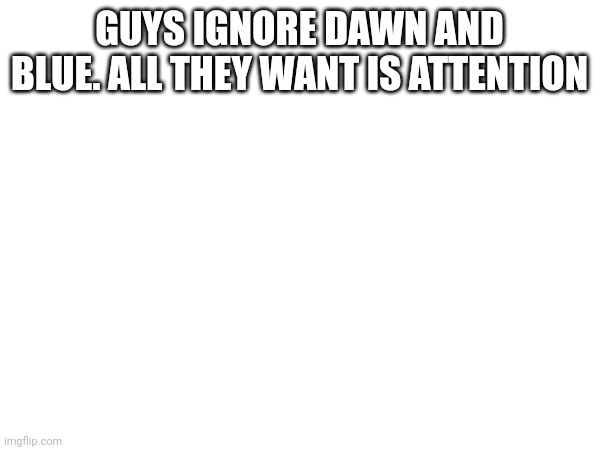 GUYS IGNORE DAWN AND BLUE. ALL THEY WANT IS ATTENTION | made w/ Imgflip meme maker