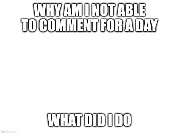 it says my ability to comment has been disabled for 13 hours by a moderator | WHY AM I NOT ABLE TO COMMENT FOR A DAY; WHAT DID I DO | made w/ Imgflip meme maker