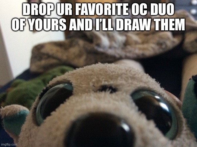 I’m choosin 3 duo’s and if i get way more I’ll do maybe 4 (closed) | DROP UR FAVORITE OC DUO OF YOURS AND I’LL DRAW THEM | image tagged in puppy all up in yo face | made w/ Imgflip meme maker