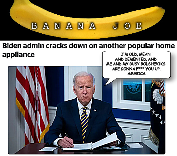 Joe's banana boat. Get on board! | B A N A N A   J O E; I'M OLD, MEAN 
AND DEMENTED, AND 
ME AND MY BUSY BOLSHEVIKS 
ARE GONNA F*** YOU UP.
 AMERICA. | image tagged in memes,politics,banana republic,biden | made w/ Imgflip meme maker