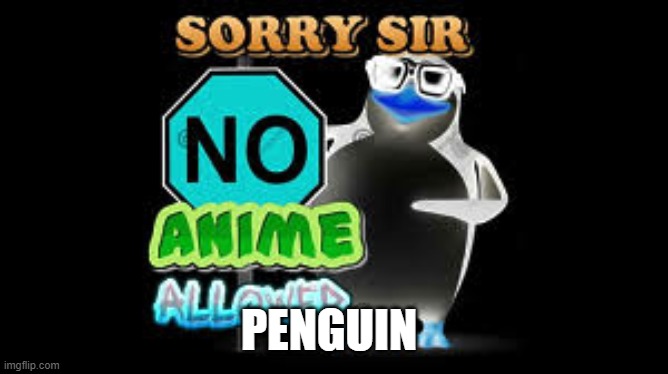 NO Anime Allowed | PENGUIN | image tagged in no anime allowed | made w/ Imgflip meme maker