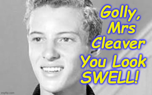 Eddie Haskell | Golly, Mrs Cleaver; You Look SWELL! | image tagged in eddie haskell,leave it to beaver | made w/ Imgflip meme maker