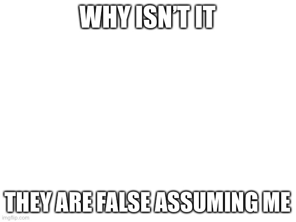 WHY ISN’T IT; THEY ARE FALSE ASSUMING ME | made w/ Imgflip meme maker