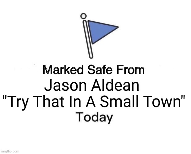Try That In A Small Town Safe | Jason Aldean 
"Try That In A Small Town" | image tagged in memes,marked safe from | made w/ Imgflip meme maker